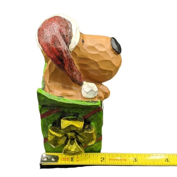 Christmas Puppy Dog wearing a Santa Hat Present From Santa Resin Xmas Figurine - Picture 3 of 8